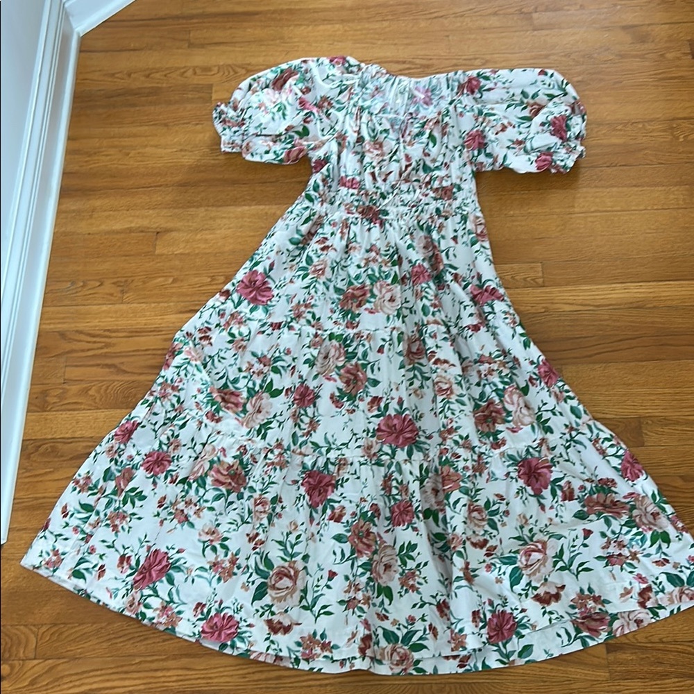 Anthropologie Floral Maxi Dress with Puff Sleeves